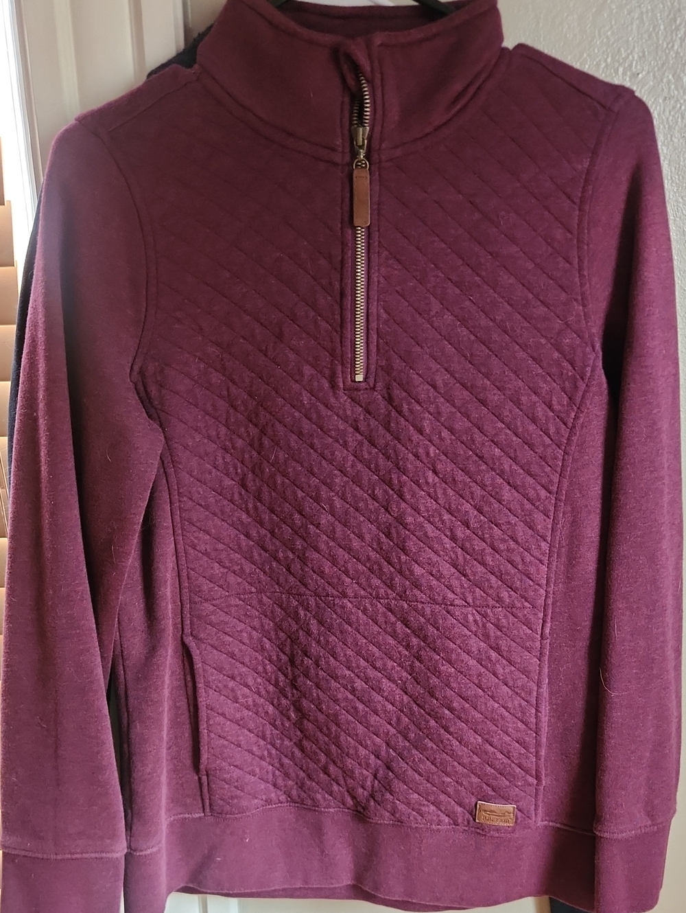 L.L. Bean Women's S REG Quilted Half-Zip Sweater - Plum